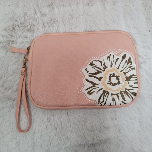 Pink Floral Handbag Tote & Wristlet Wallet Bundle Spring Summer Garden - Picture 8 of 12